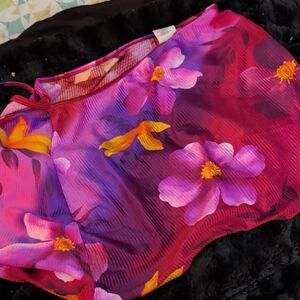 Catalina Pink and Purple Hawaiian Swim Pareo Sarong Cover Up Skirt XL